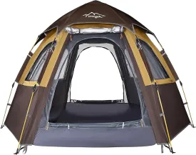 2-3-4 Person Camping Tent 60 Seconds Easy Quick Set Up Tent Waterproof Pop Up Dome Family Hexagon Outdoor Sports Backpacking Tents Double Layer Flysheet Camping Sun Shelters & Height 66 inches