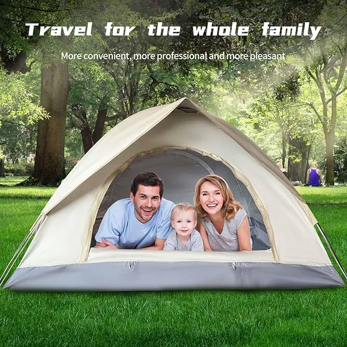 2-3 Person Camping Tent with Removable Rainfly, Double Layer, Easy Setup, Lightweight Dome Tent for Traveling, Hiking, Fishing, Picnic and Backyard Camping, Beige