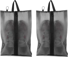 2 Pack Shoe Bags for Travel, Sneaker Bags, Waterproof Travel Shoe Bags with Zipper for Packing, Golf Shoe Dust Bags for Man and Women, X-Large, Black