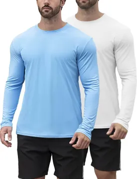 2/4 Pack Men's UPF 50  Rash Guard Quick-Dry Long Sleeves Shirts, Swim Fishing Shirts UV Sun Protection Shirts for Men