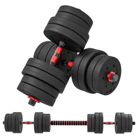 30kg 2 IN 1 Adjustable Dumbbells Weight Set Dumbbell Hand Weight Barbell for Body Fitness Lifting Training for Home Office Gym Black