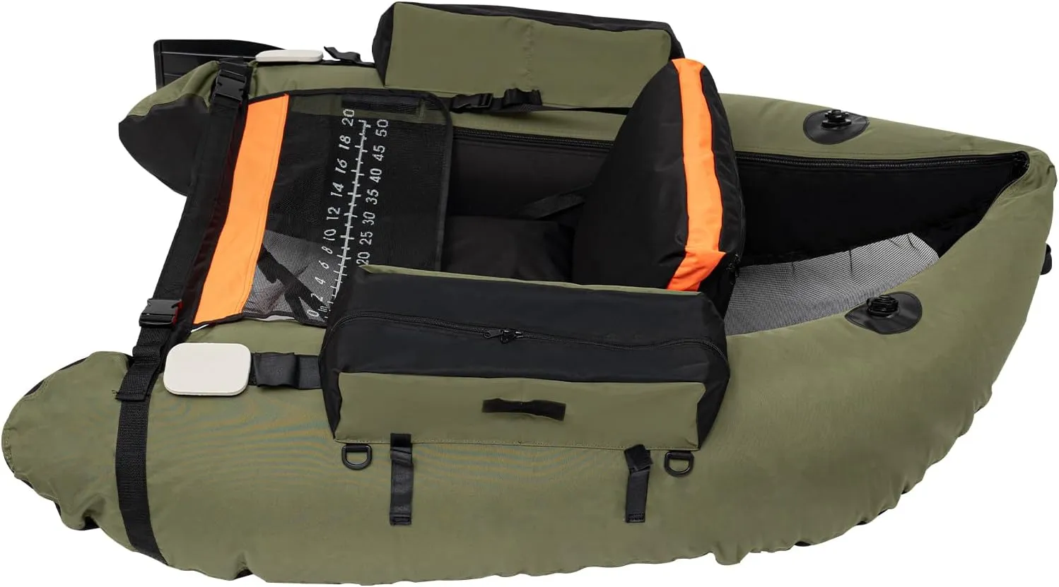 4.5ft Inflatable Fishing Boat, Fishing Float Tube with Storage Pockets, Inflatable Dinghy, Outdoor Fishing Boat Set, Single Portable Boat Raft, Hand Air Pump, 286.6lbs Load