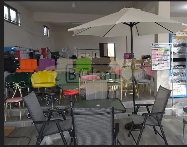 6-Piece Square Glass Top Outdoor Dining Set With Foldable Chairs & Umbrella