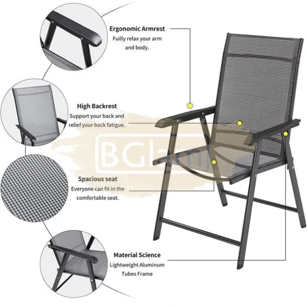 6-Piece Square Glass Top Outdoor Dining Set With Foldable Chairs & Umbrella