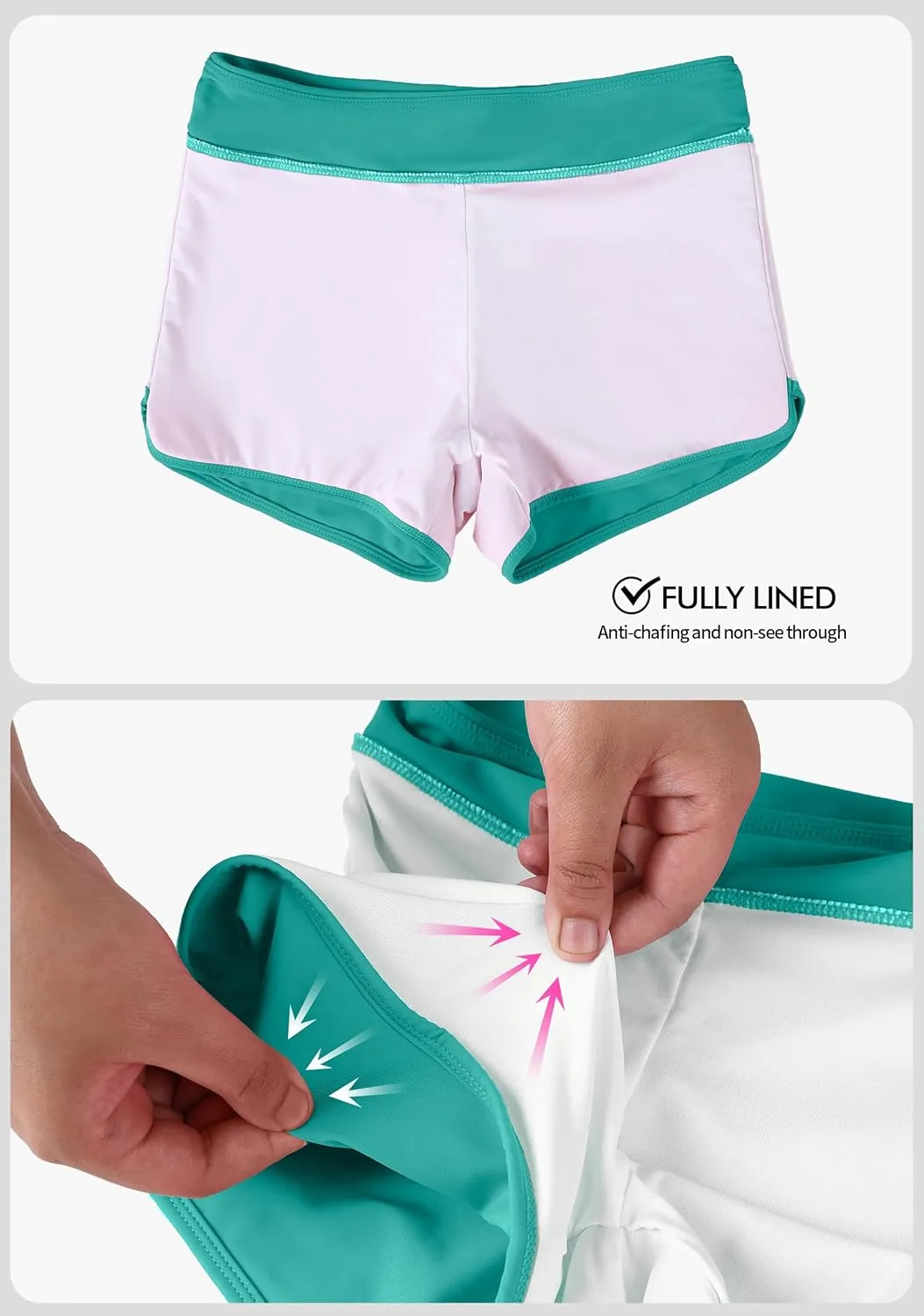 ALove Swim Shorts Womens Stretchy Sporty Bathing Suit Bottoms Side V Slit Boyshorts Swimsuit Board Shorts