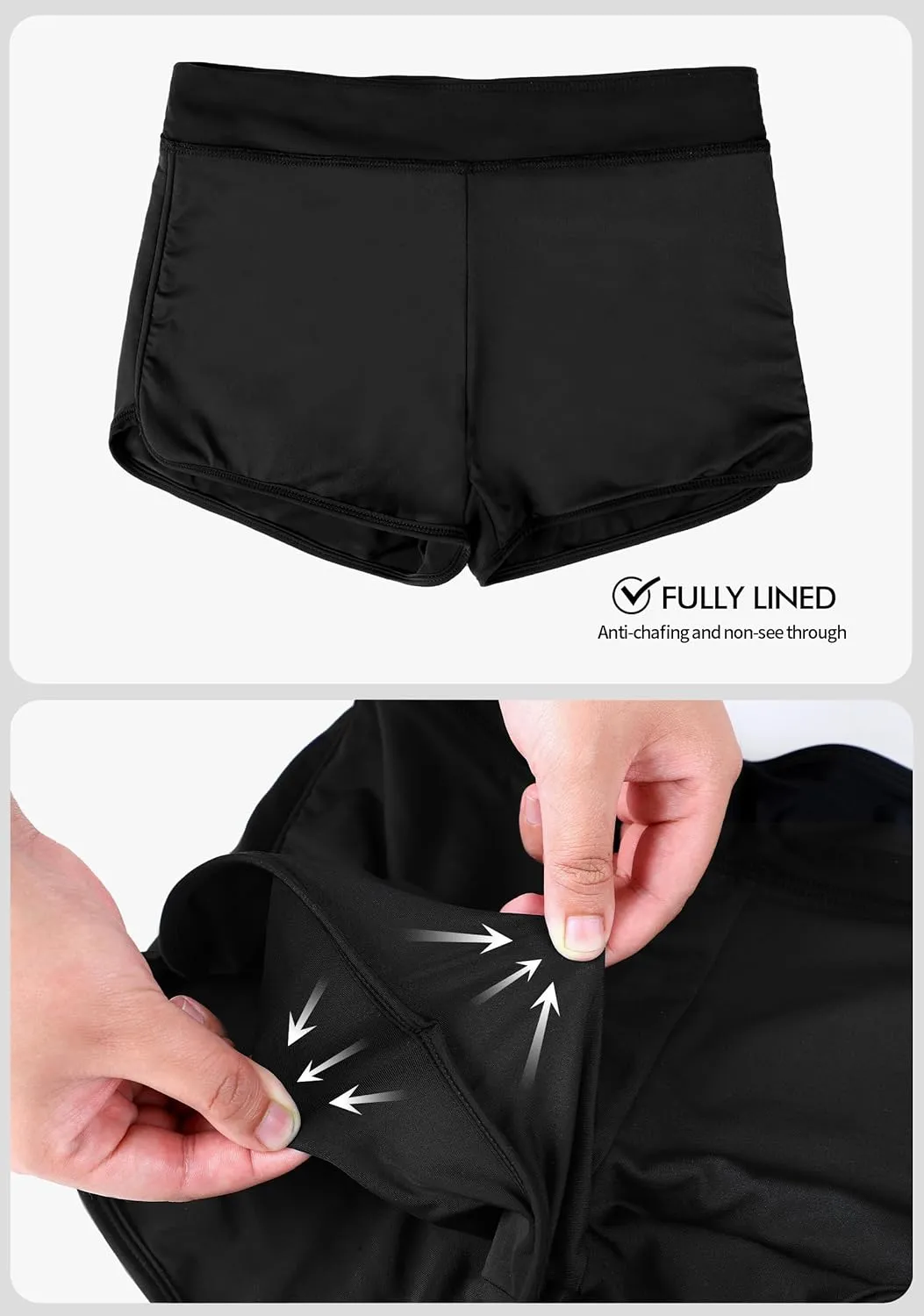 ALove Swim Shorts Womens Stretchy Sporty Bathing Suit Bottoms Side V Slit Boyshorts Swimsuit Board Shorts