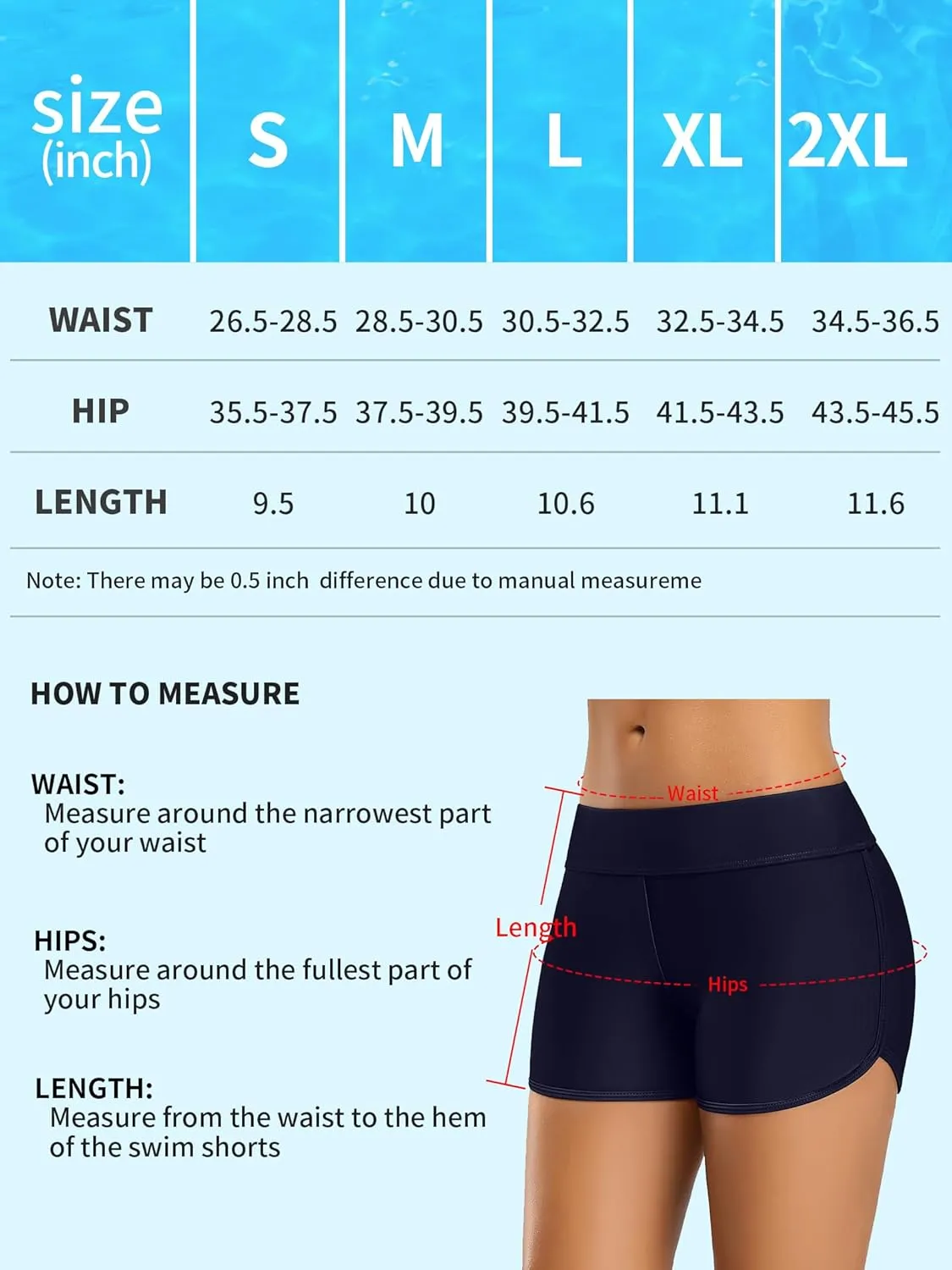 ALove Swim Shorts Womens Stretchy Sporty Bathing Suit Bottoms Side V Slit Boyshorts Swimsuit Board Shorts