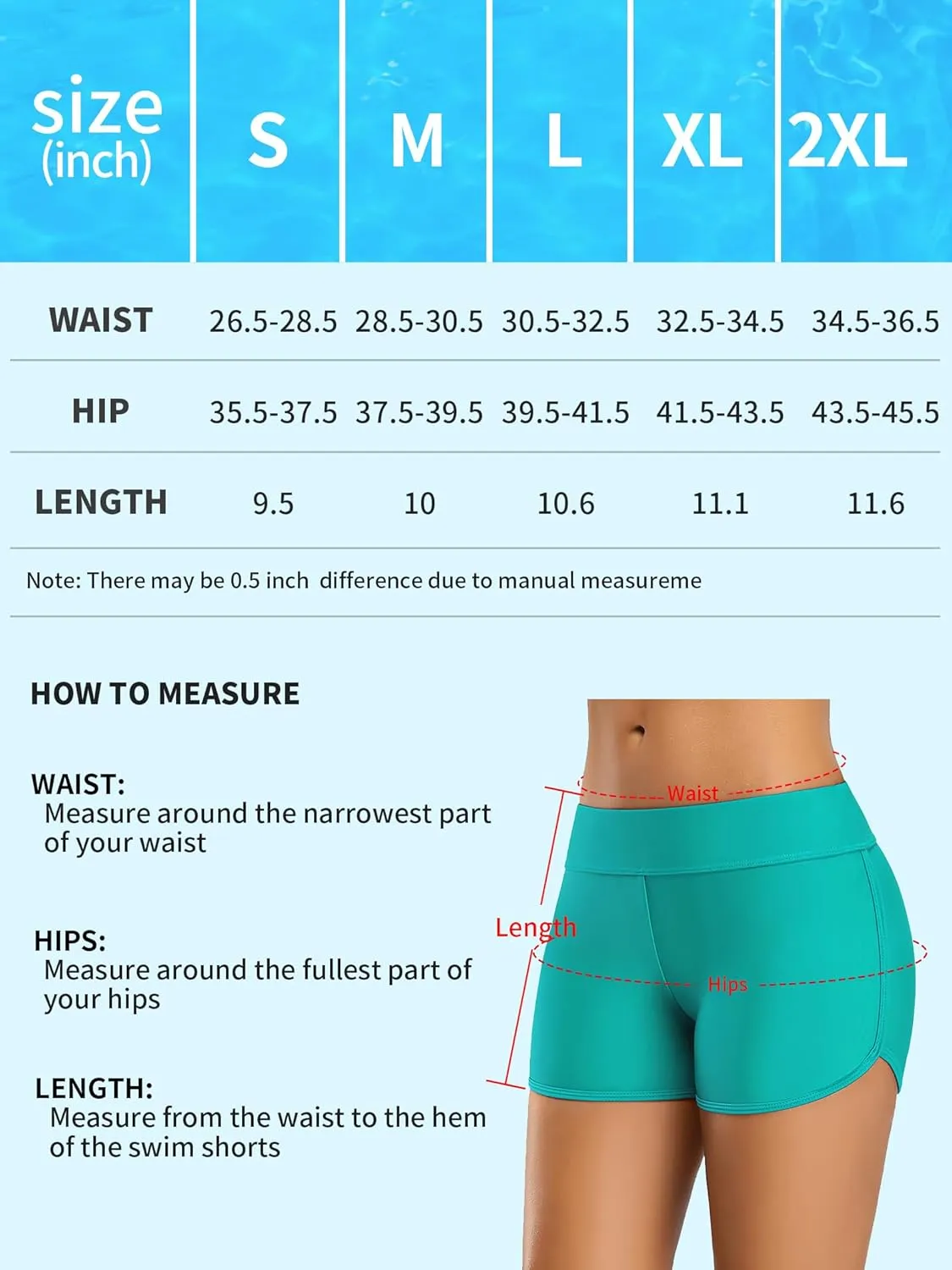 ALove Swim Shorts Womens Stretchy Sporty Bathing Suit Bottoms Side V Slit Boyshorts Swimsuit Board Shorts