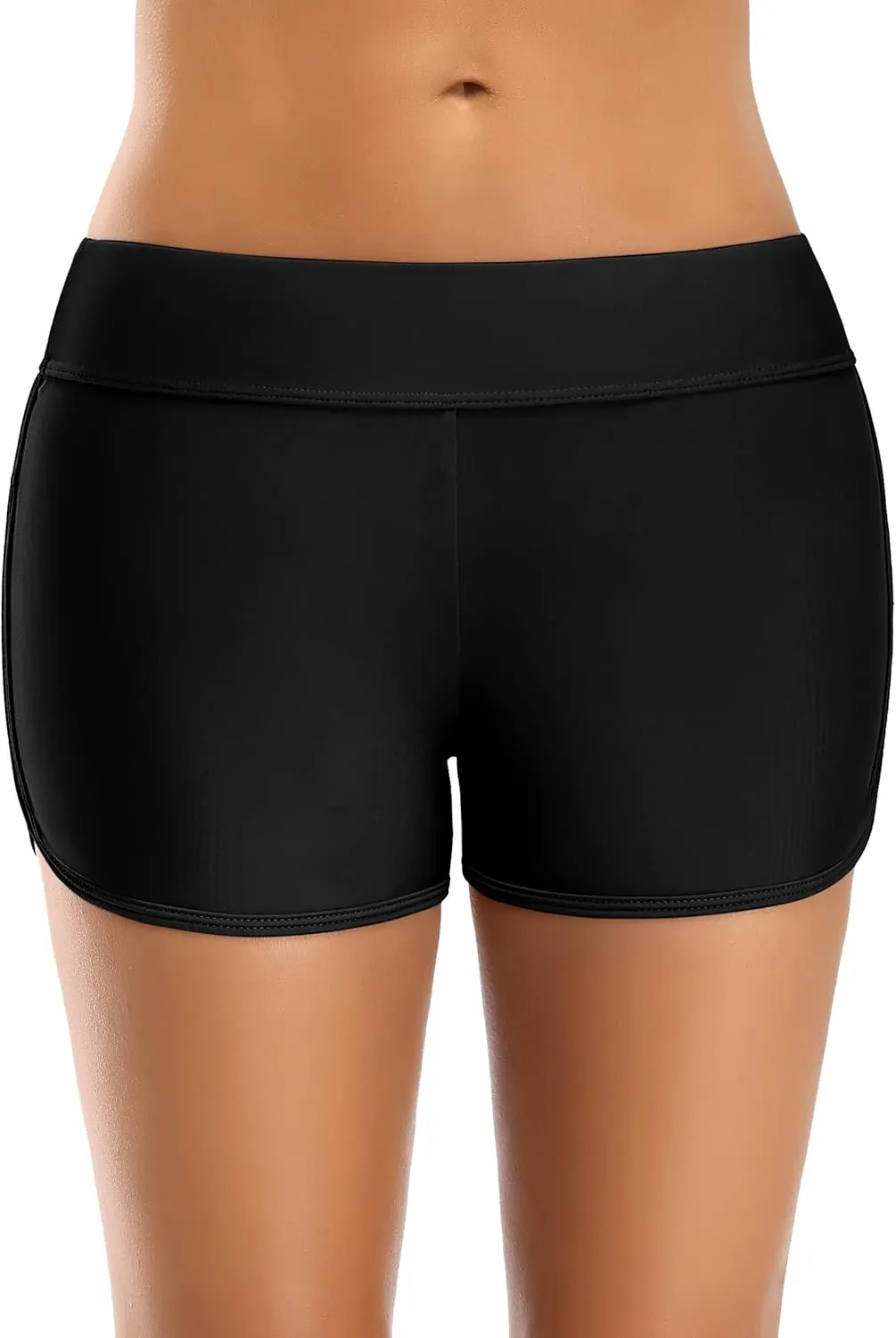 ALove Swim Shorts Womens Stretchy Sporty Bathing Suit Bottoms Side V Slit Boyshorts Swimsuit Board Shorts