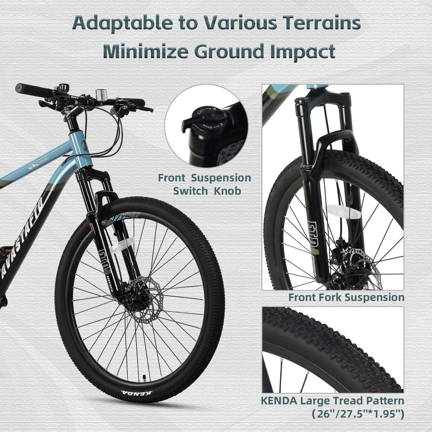 AVASTA Earth 26 27.5 inch Mountain Bike with 21-SpeedAluminum Frame, Dual Disc Brake, Comfortable Saddle,Multiple Colors