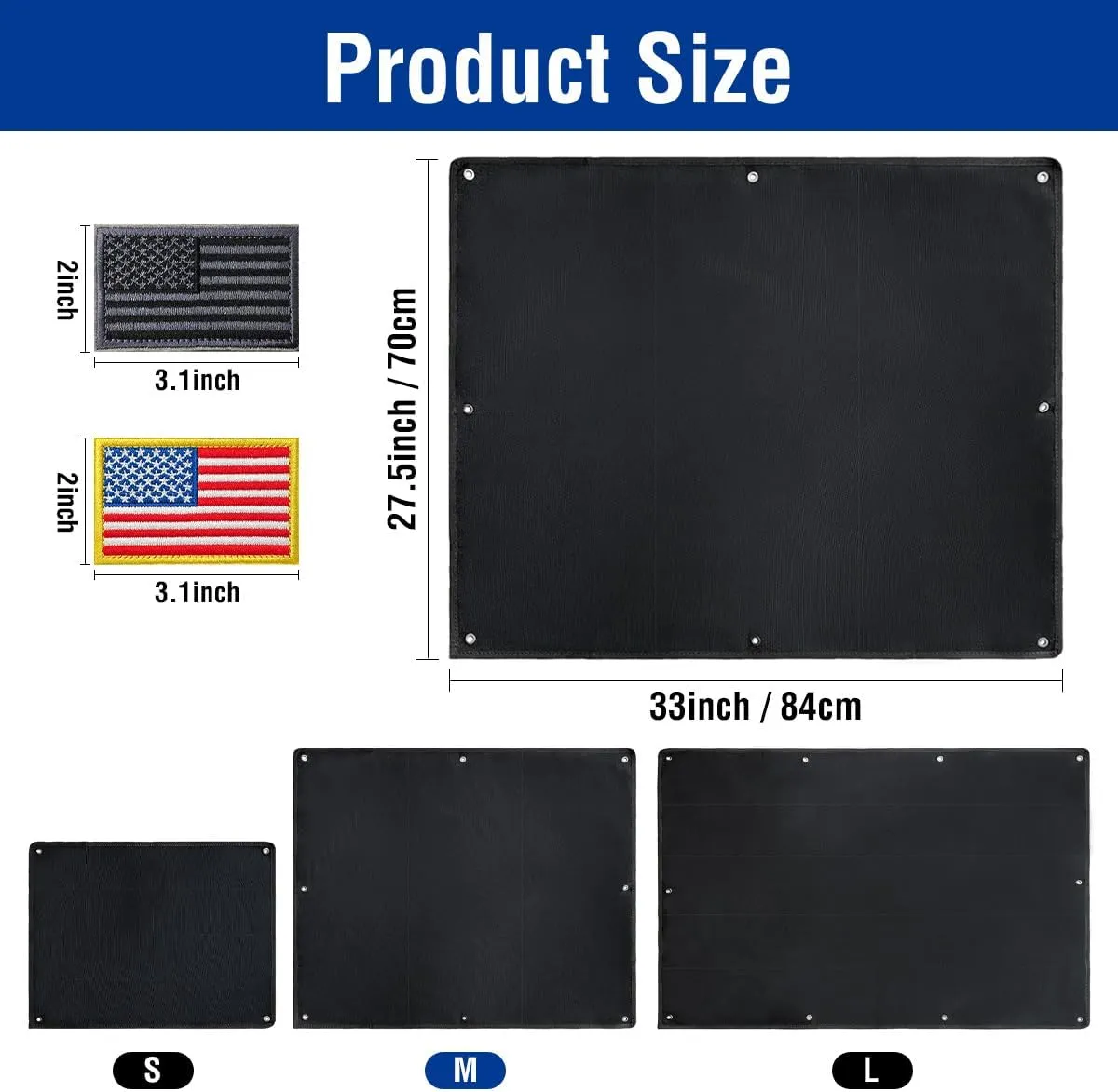 AXEN Tactical Patch Display Panel Holder Board, Military Patches Display Organizer for Collection Army Combat Morale Emblems, Black Middle Size
