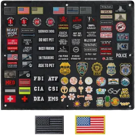 AXEN Tactical Patch Display Panel Holder Board, Military Patches Display Organizer for Collection Army Combat Morale Emblems, Black Middle Size