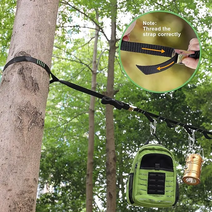 Ayaport Campsite Storage Strap Tent Camping Stuff Tree Hanging Organizer with 10 Hooks & 20 Loops, Must Have Camping Gear Kitchen Hammock Strap Tent Accessories