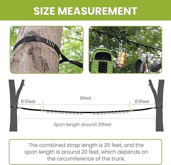 Ayaport Campsite Storage Strap Tent Camping Stuff Tree Hanging Organizer with 10 Hooks & 20 Loops, Must Have Camping Gear Kitchen Hammock Strap Tent Accessories