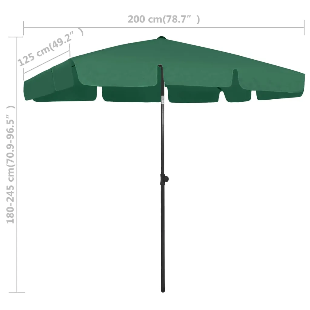 Beach Umbrella Green 200x125 cm