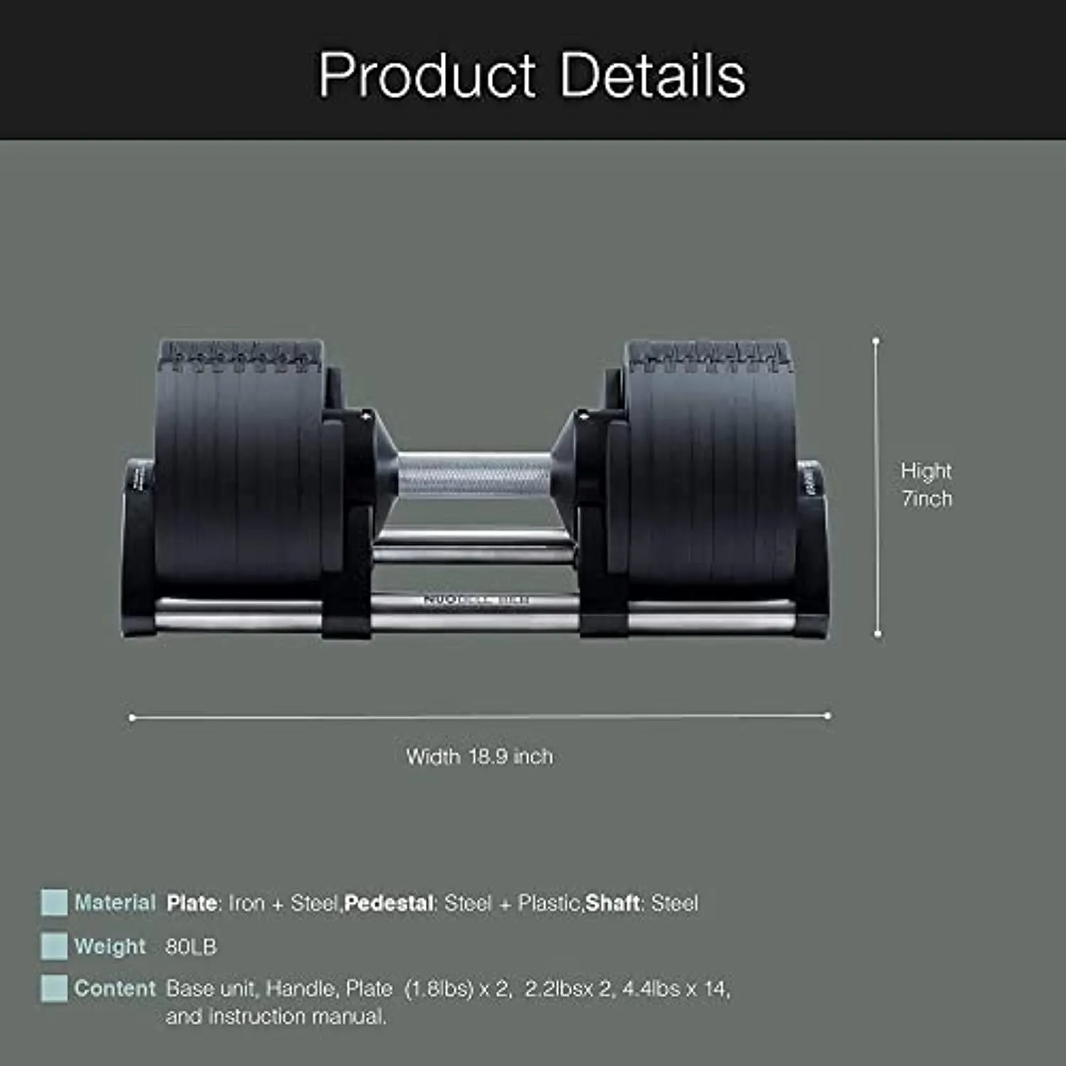 BodyTech Collaboration Product, Adjustable Dumbbell Multiple levels of Weight change with one-hand Red (Pair 2 pcs) 80LB BTS22CM003A