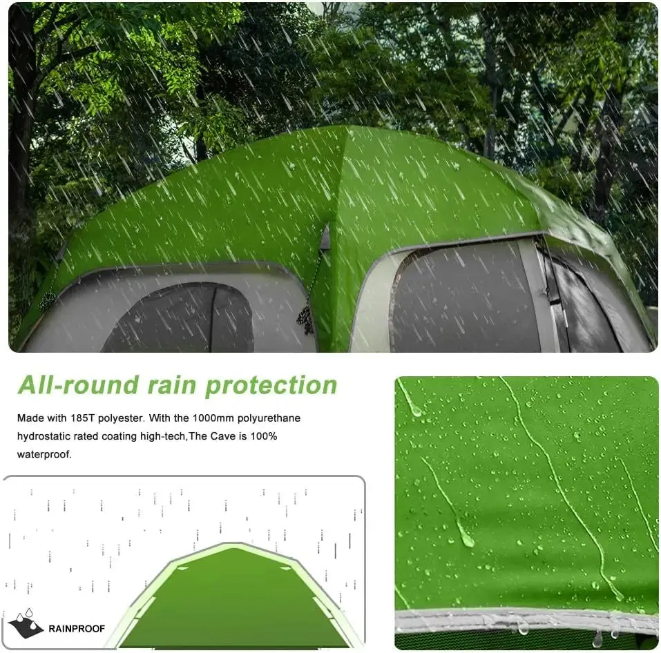 camping equipment, 6-Person-Camping-Tents, Waterproof Windproof Tent with Top Rainfly, Double Layer,  Portable with Carry Bag