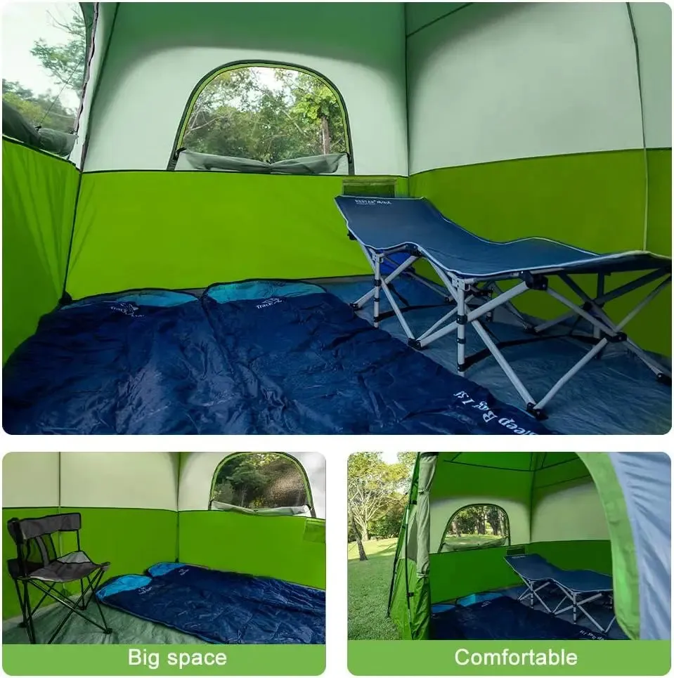 camping equipment, 6-Person-Camping-Tents, Waterproof Windproof Tent with Top Rainfly, Double Layer,  Portable with Carry Bag