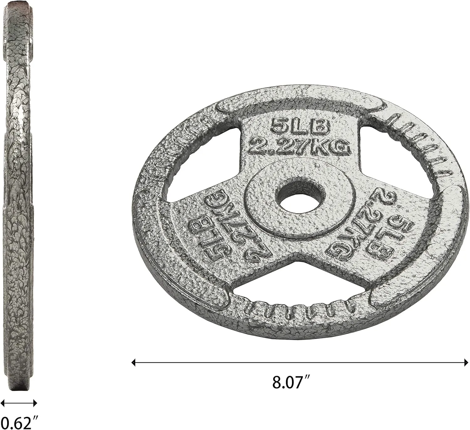 Cast Iron Plate Weight Plate for Strength Training and Weightlifting, Olympic or Standard, Multiple Sizes