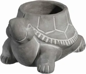 Classic Home and Garden Cement Buddies Indoor Outdoor Planter with Drainage Hole, Turtle, Natural Gray, Large, 8in