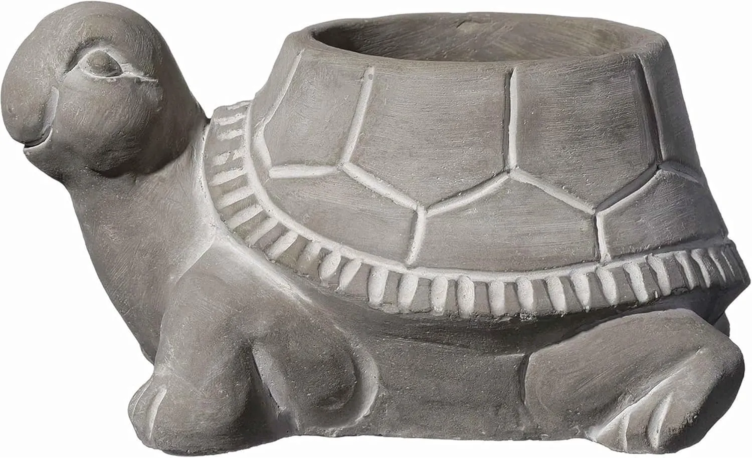 Classic Home and Garden Cement Buddies Indoor Outdoor Planter with Drainage Hole, Turtle, Natural Gray, Large, 8in