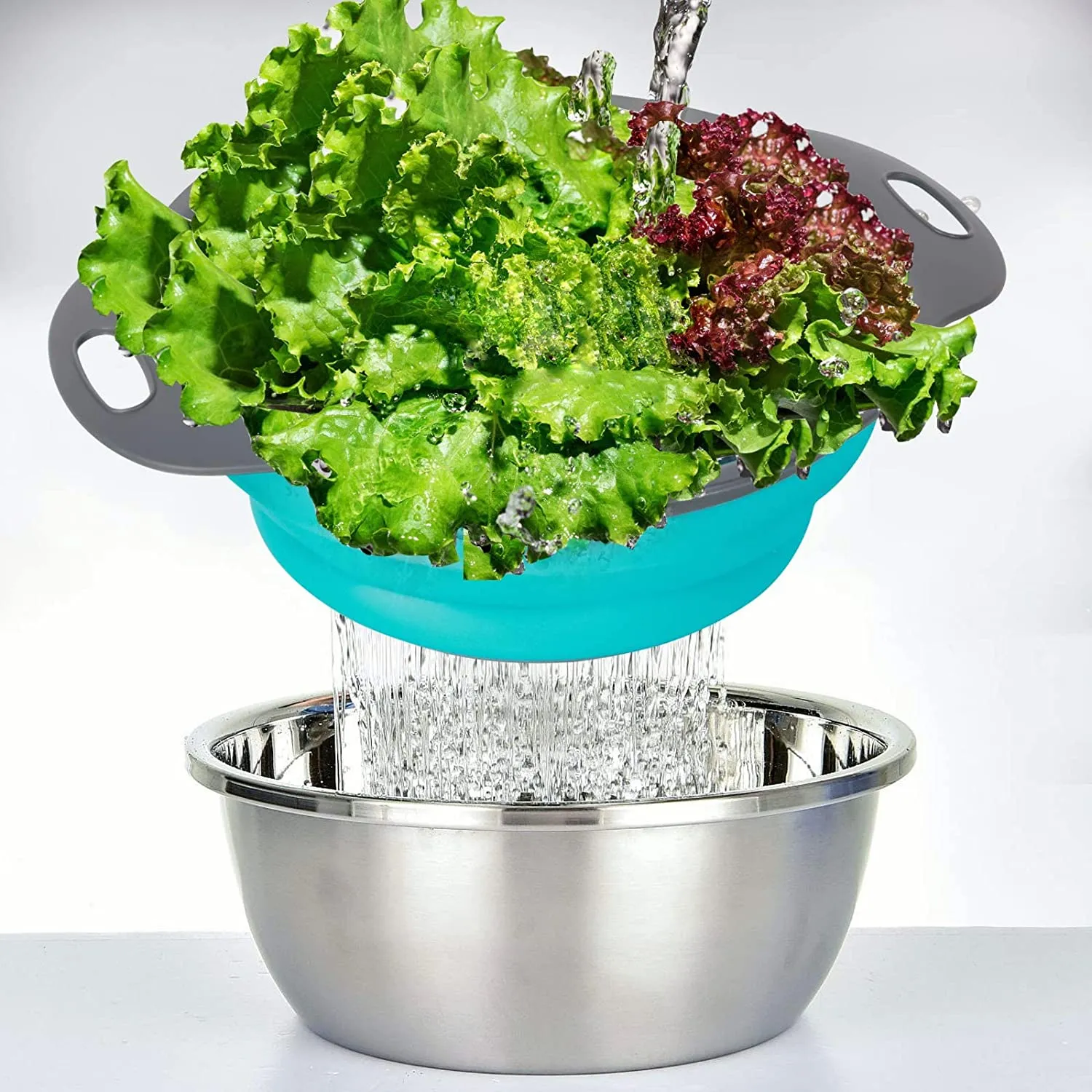 Collapsible Colander Strainer with Handles Set