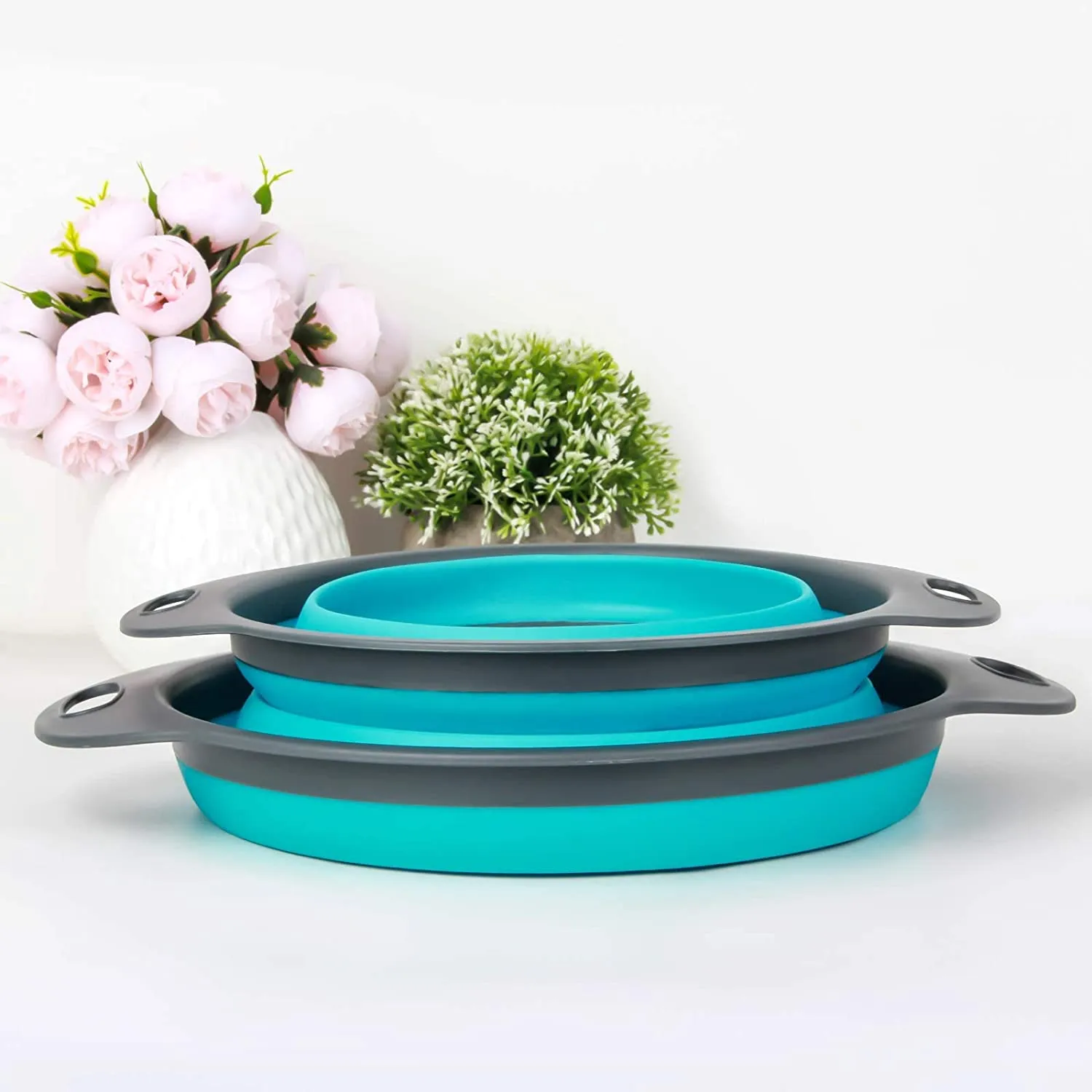 Collapsible Colander Strainer with Handles Set