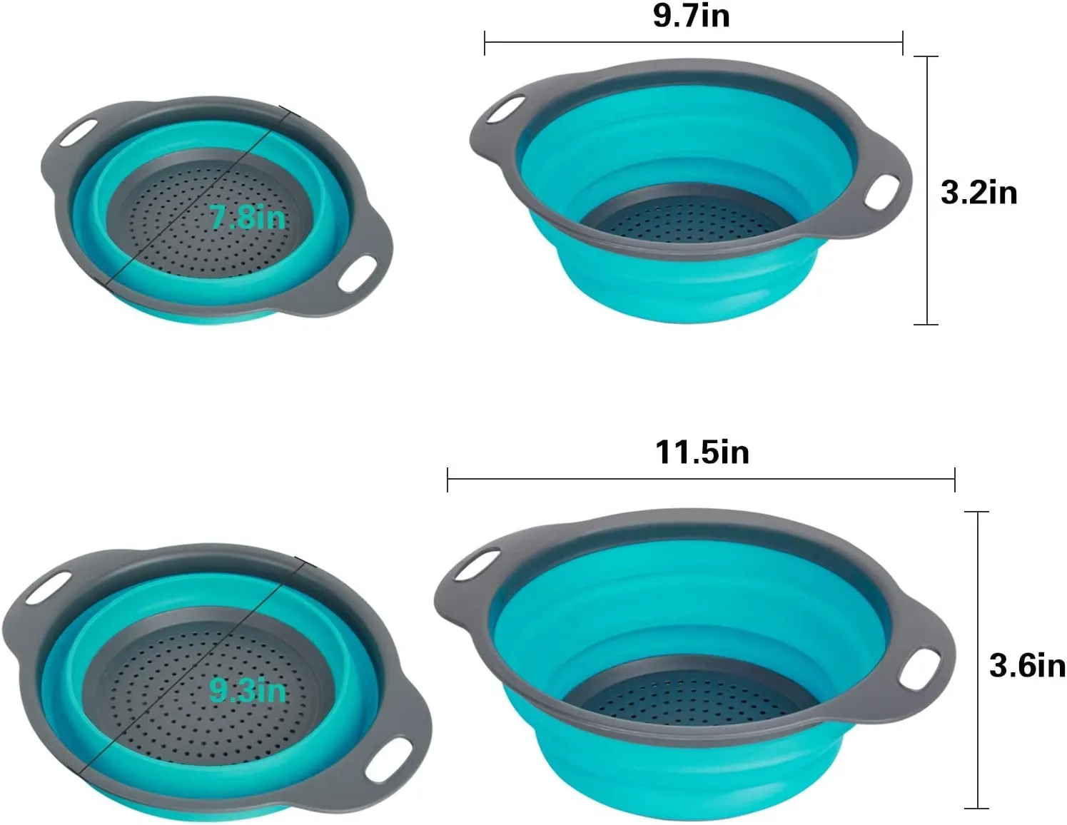 Collapsible Colander Strainer with Handles Set