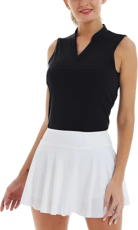 CQC Women's Golf Tennis Sleeveless Polo Shirts V-Neck Quick Dry UPF 50  Sport Athletic Tank Tops Moisture Wicking Casual