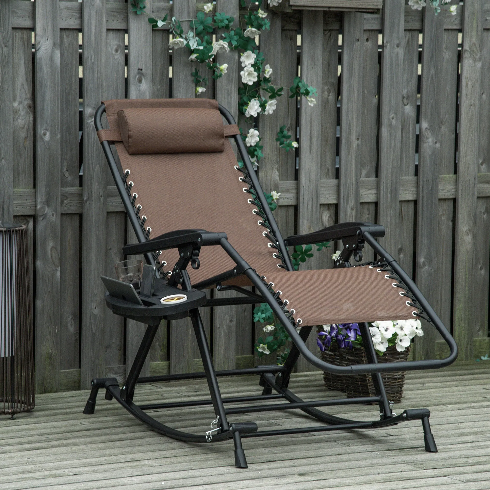 Devon Outdoor Foldable Rocking Chairs - Brown