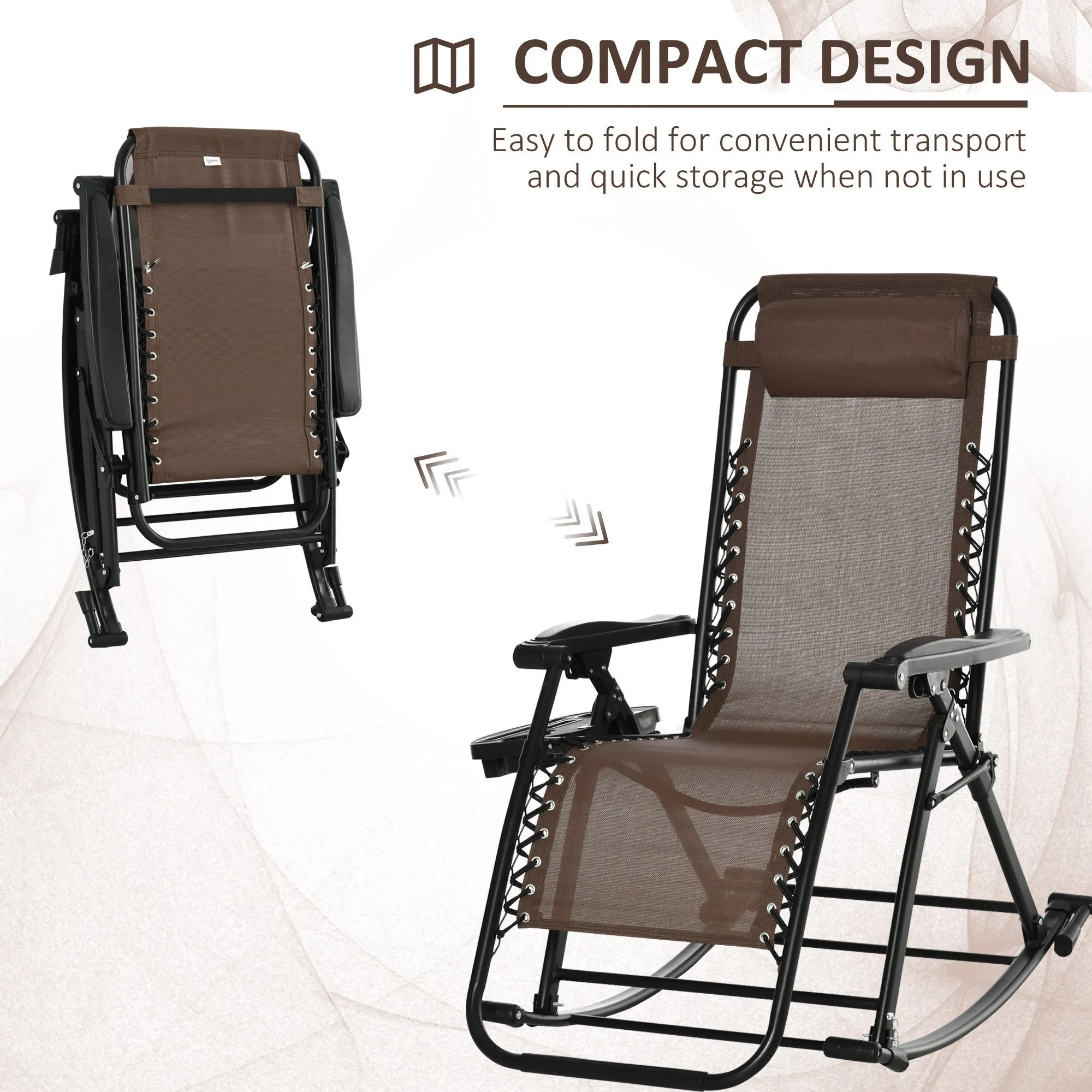 Devon Outdoor Foldable Rocking Chairs - Brown