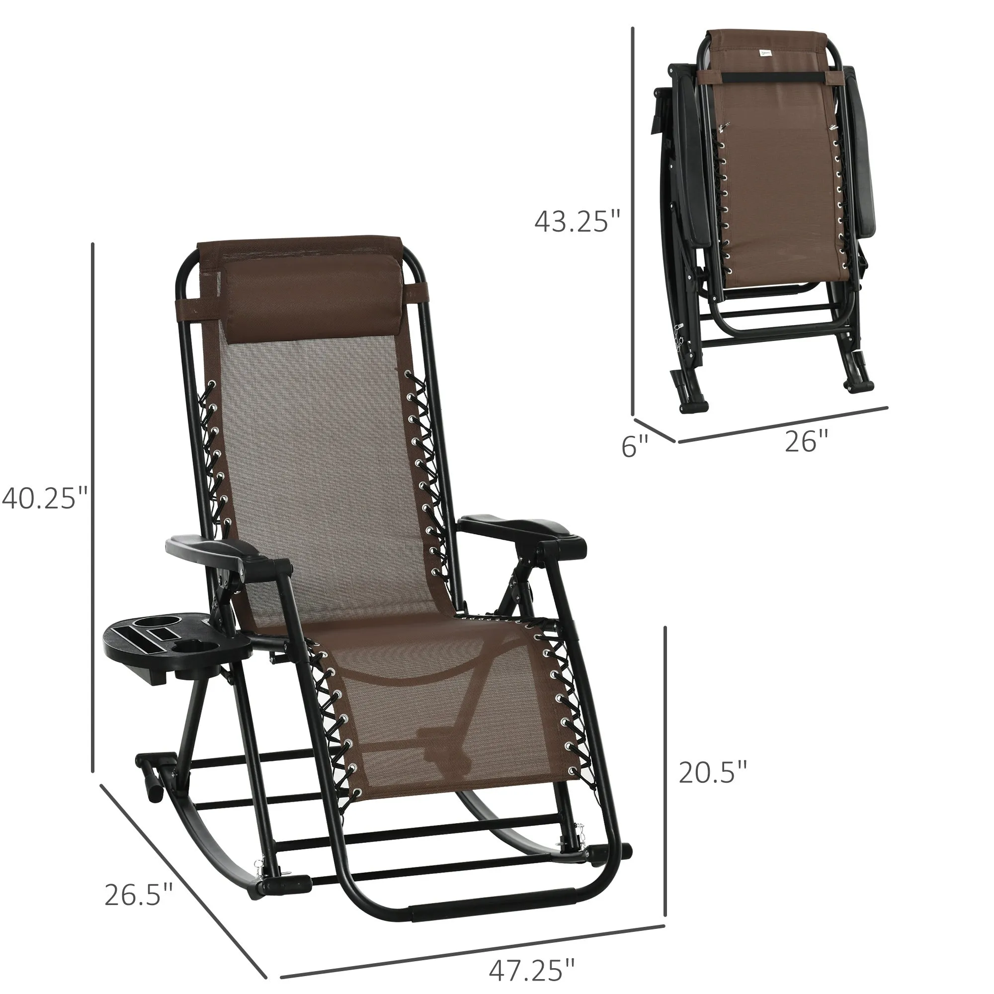 Devon Outdoor Foldable Rocking Chairs - Brown