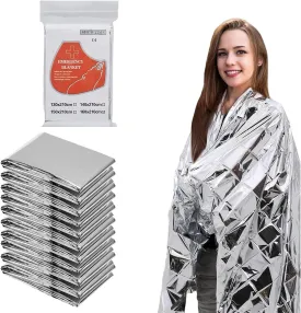 Emergency Blankets Mylar Thermal Blanket (10 Pack-Silver) 84"x52" Space Blankets Survival for First Aid,Camping,Car Emergency Kit,Outdoor Camping,Hiking,First Aid,Marathon