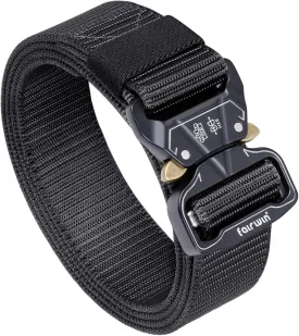 FAIRWIN Tactical Belt, Military Style Webbing Riggers Web Gun Belt with Heavy-Duty Quick-Release Metal Buckle