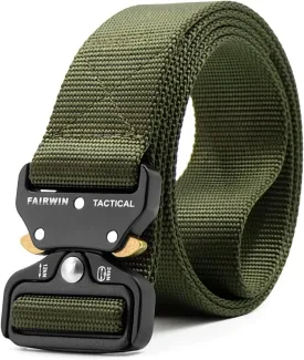FAIRWIN Tactical Belt, Work Belts for Men Military Webbing Riggers Web Belt Heavy-Duty Quick-Release Buckle