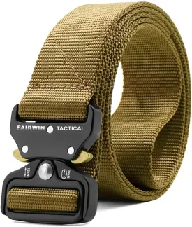 FAIRWIN Tactical Belt, Work Belts for Men Military Webbing Riggers Web Belt Heavy-Duty Quick-Release Buckle