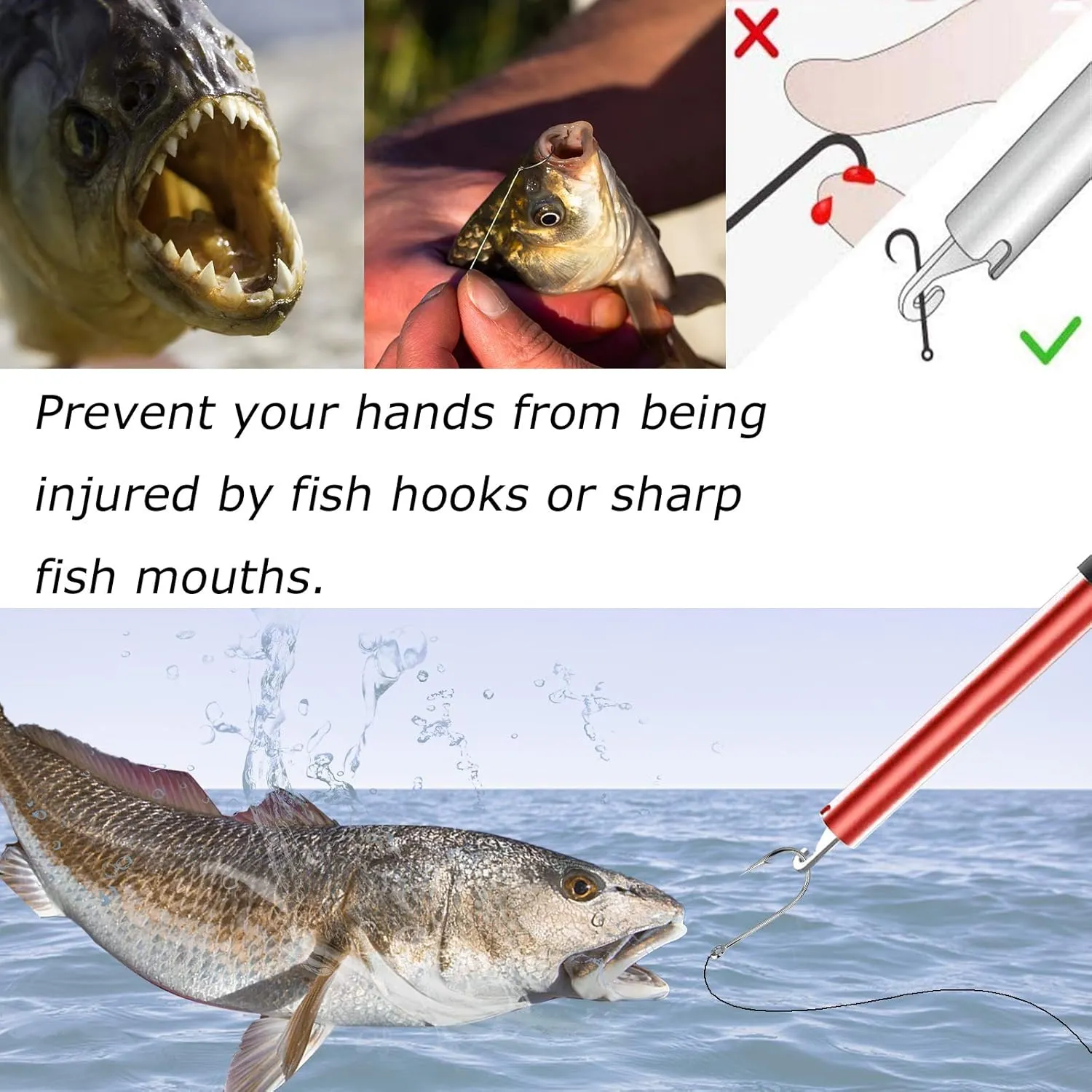Fish Hook Remover, Easy Reach and Portable Aluminum Fish Hook Remover Tool, Pro Fishing Hooks Extractor, Squeeze-Out Fish Hook Separator Tools Multiple Choice Fast Decoupling No Injury