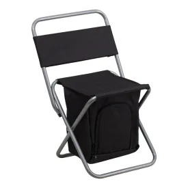 Flash Furniture Folding Camping Chair with Insulated Storage in Black