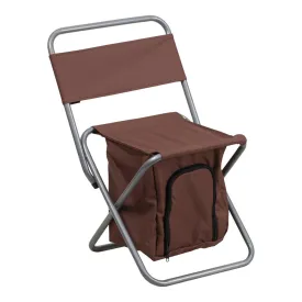 Flash Furniture Folding Camping Chair with Insulated Storage in Brown