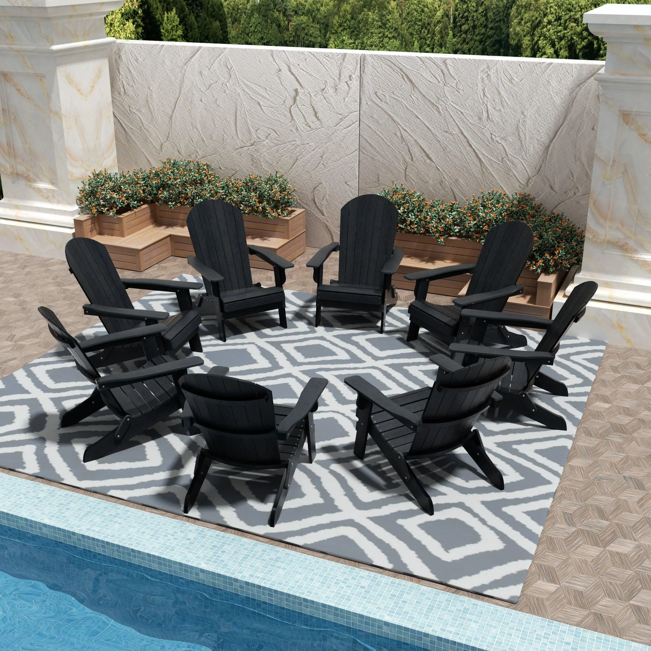 Florence HIPS Folding Adirondack Chair (Set of 8)