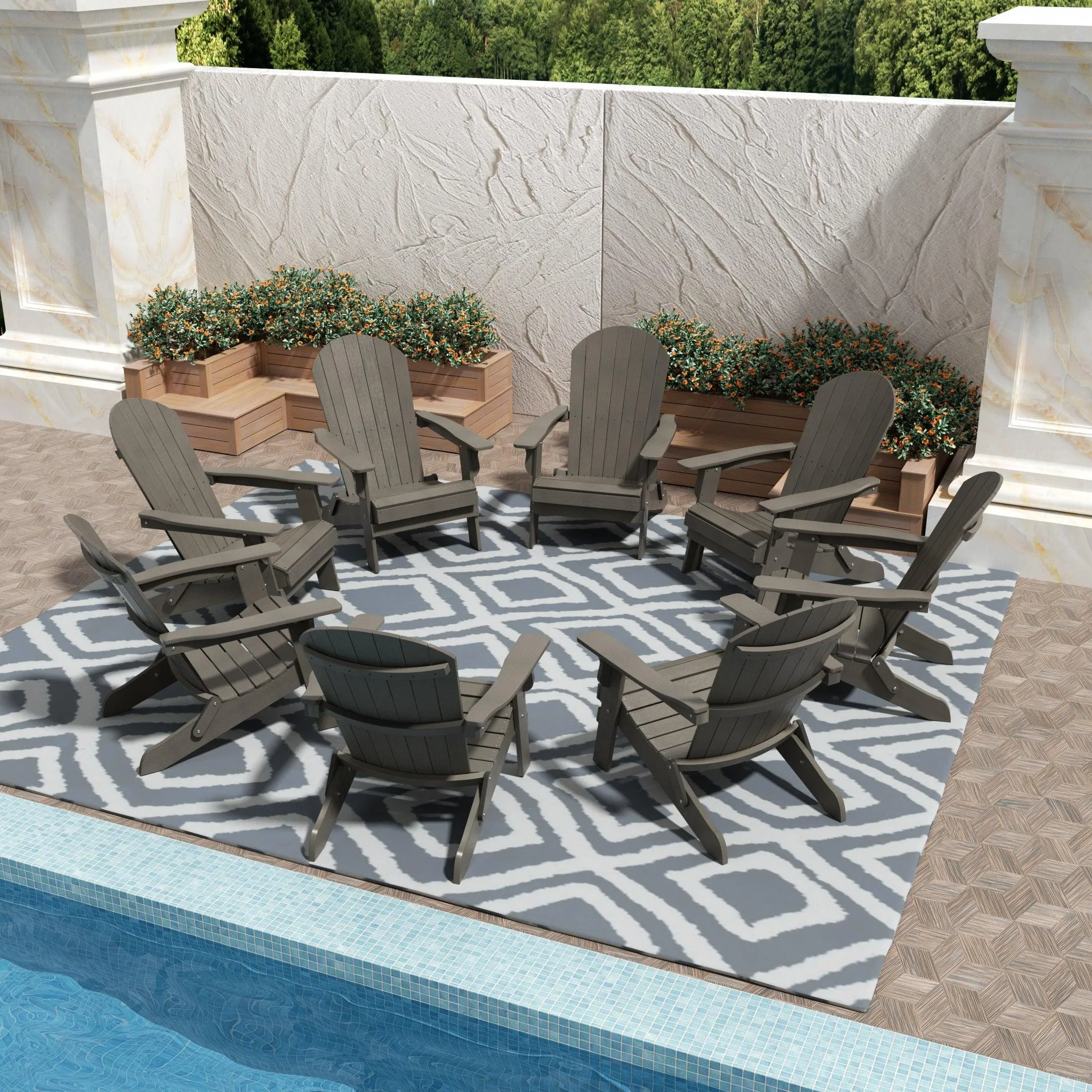 Florence HIPS Folding Adirondack Chair (Set of 8)