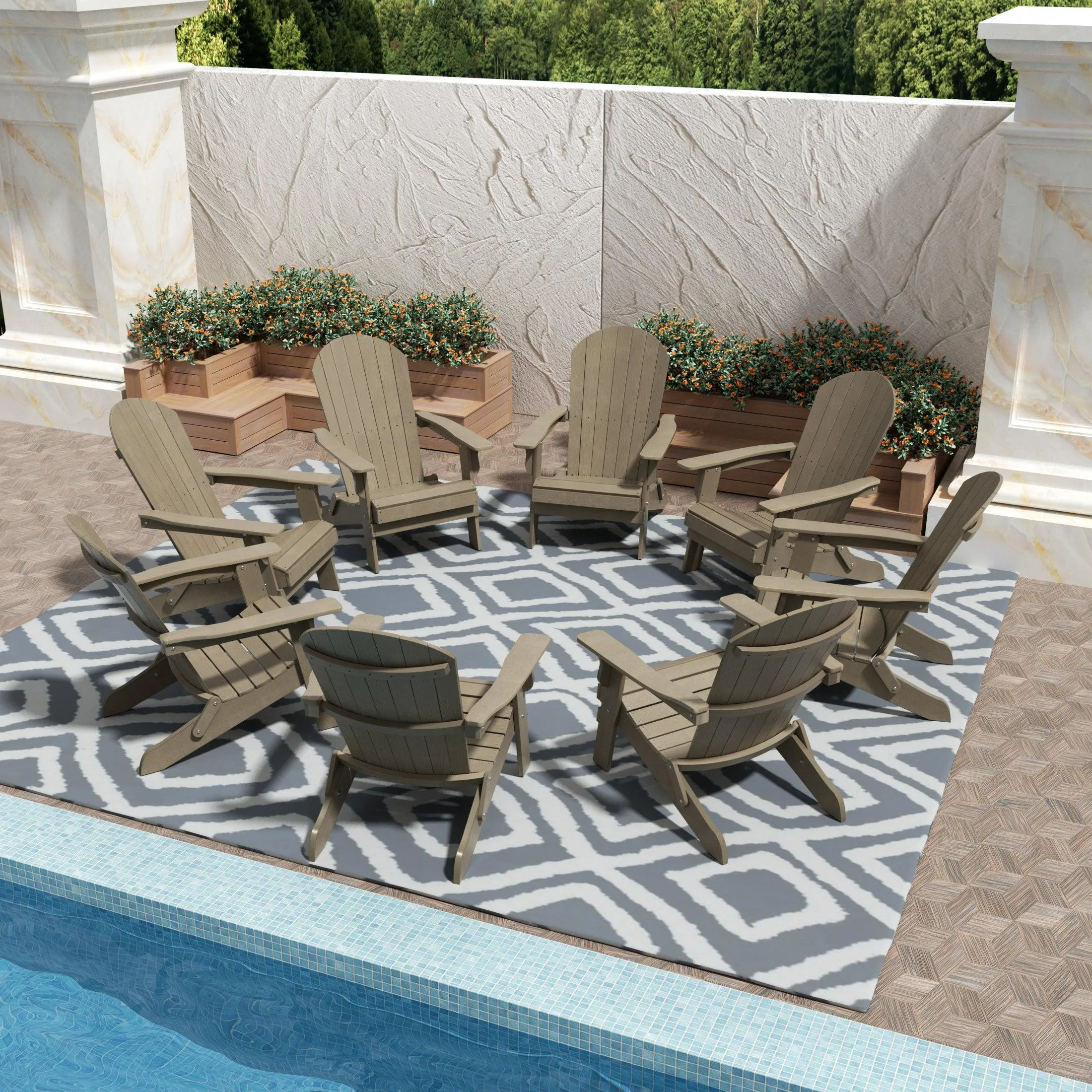 Florence HIPS Folding Adirondack Chair (Set of 8)