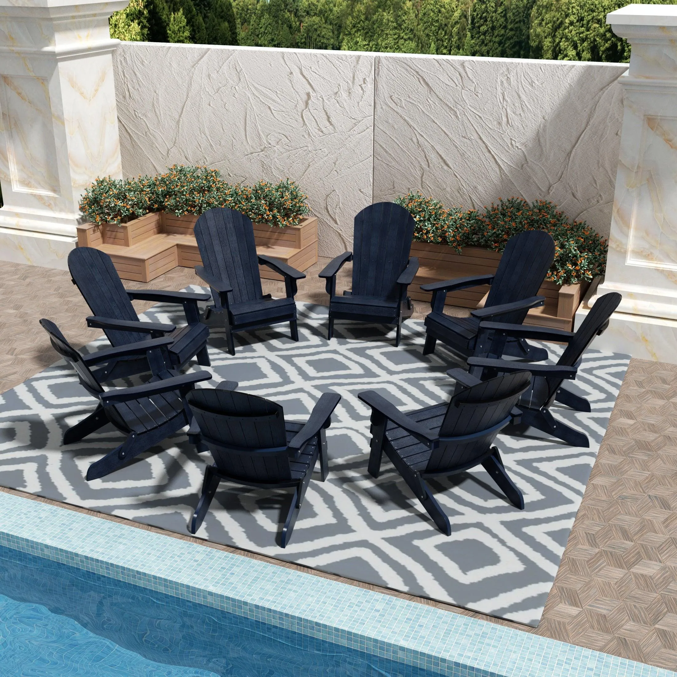 Florence HIPS Folding Adirondack Chair (Set of 8)