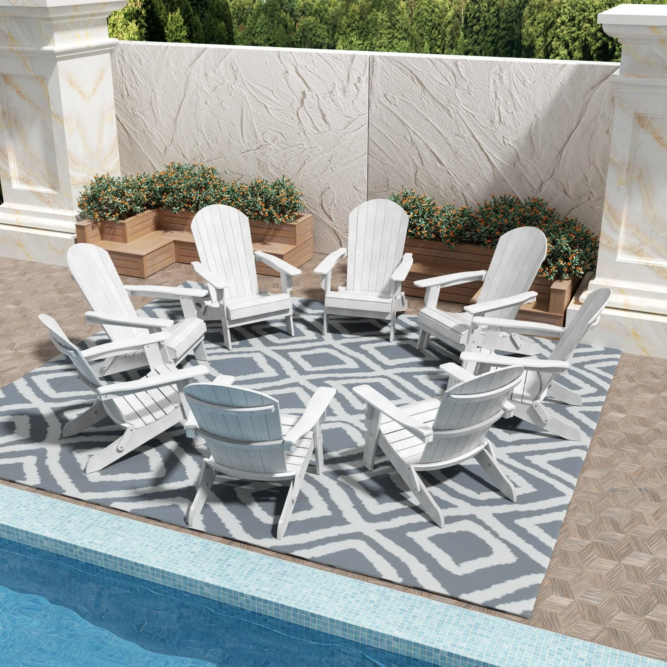 Florence HIPS Folding Adirondack Chair (Set of 8)