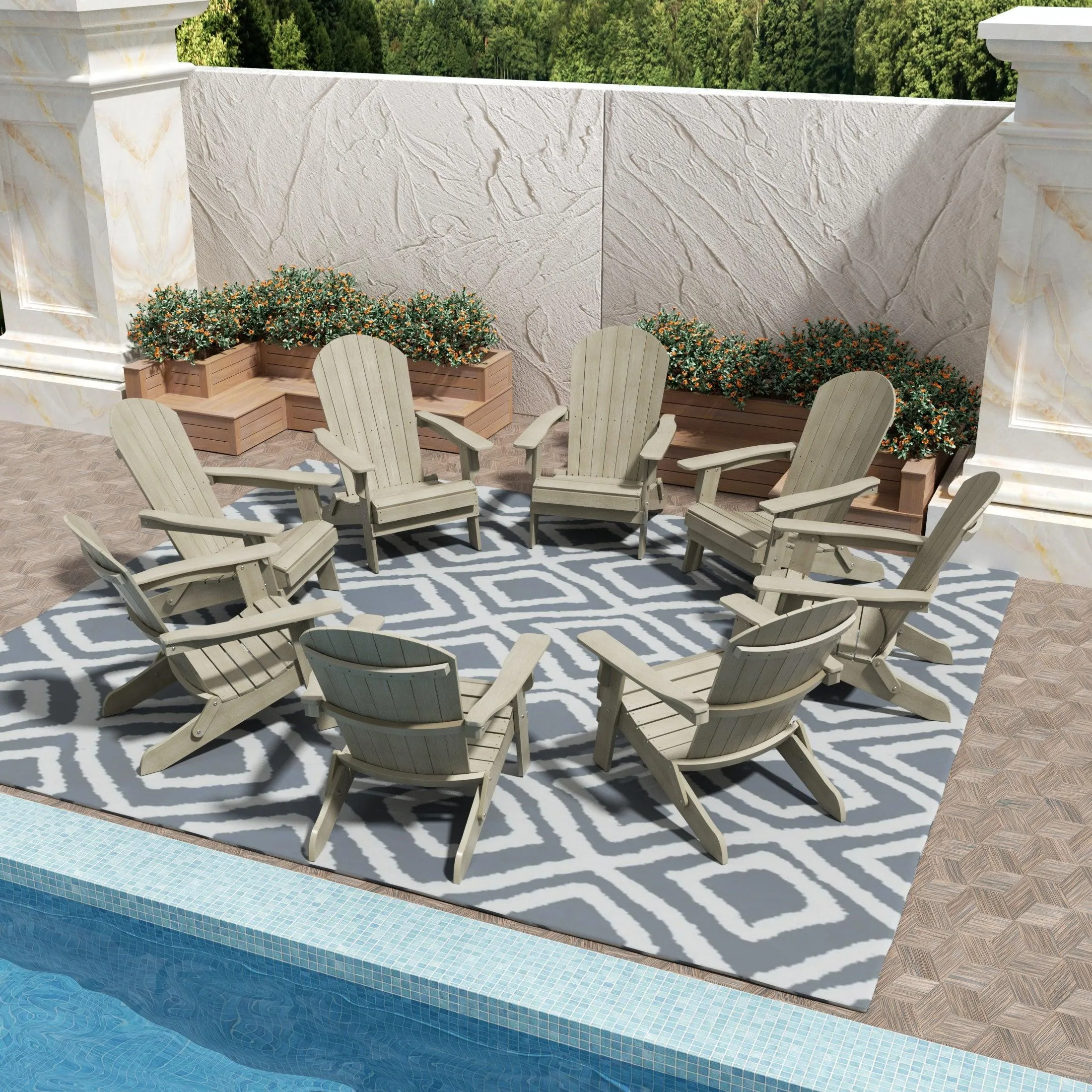 Florence HIPS Folding Adirondack Chair (Set of 8)