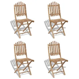 Foldable Outdoor Chairs Bamboo 4 pcs