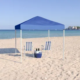 Harris 8'x8' Blue Outdoor Pop Up Event Slanted Leg Canopy Tent with Carry Bag