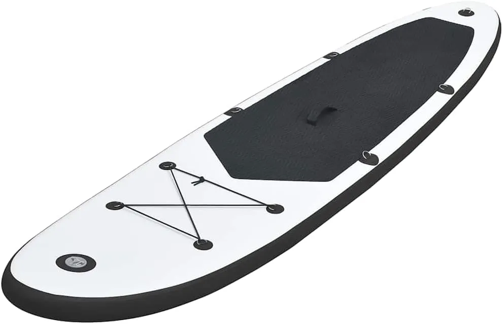 Inflatable Stand Up Paddleboard Set with High Pressure Hand Pump, Puncture-Proof Material, Black and White