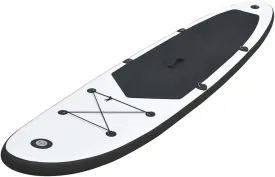 Inflatable Stand Up Paddleboard Set with High Pressure Hand Pump, Puncture-Proof Material, Black and White