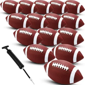 Jerify Composite Leather Footballs Official Size Composite Leather Balls Leather Inflatable Footballs with Pump Indoor Outdoor Footballs Bulk for Training and Recreational Play
